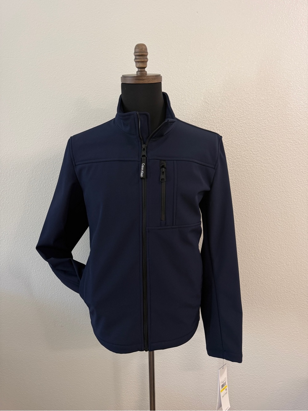 Calvin Klein Men's Navy Softshell Jacket - Lightweight Zip Front